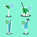 Retro cocktail set. Drink set. Bar. Drink set. Summer and cool. Royalty Free Stock Photo